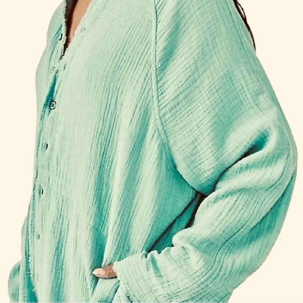 We The Free Summer Daydream Buttondown Tunic Free People New With Tags Green‎